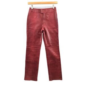 Wilsons/Xoxo leather Pants Women's size 6 Red Crocodile Embossed biker moto